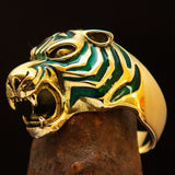 Excellent crafted Men's Animal Ring Male Tiger Green - Brass - BikeRing4u