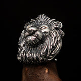 Huge Excellent crafted Men's Male Lion Ring - antiqued Sterling Silver - BikeRing4u