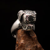 Perfectly crafted Men's Boxer Dog Ring - antiqued Sterling Silver - BikeRing4u