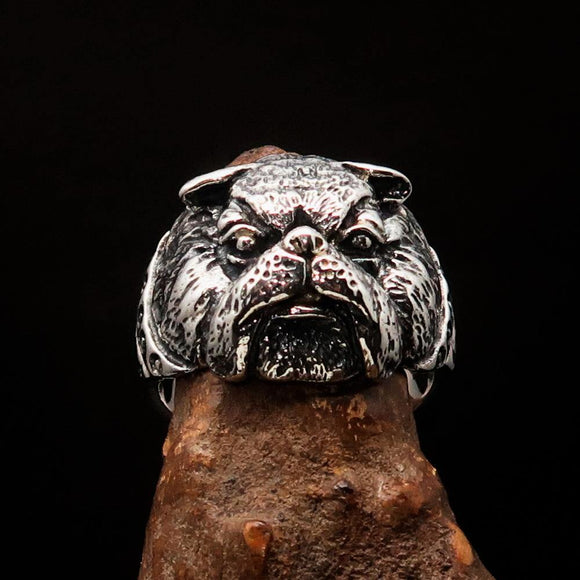 Excellent crafted Men's Animal Ring Male Bulldog Sterling Silver 925 - BikeRing4u