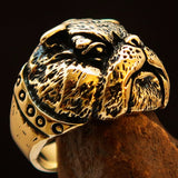 Excellent crafted Men's Animal Ring Bulldog Antiqued - Brass - BikeRing4u