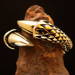 Excellent crafted Men's Band Ring Dragon Claw antiqued - Brass - BikeRing4u