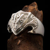 Excellent Crafted Men's 1% Percenter Biker Shield Ring - Sterling Silver - BikeRing4u