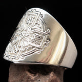 Excellent crafted mirror polished Men's ancient Celtic Runes Cross Ring - Sterling Silver - BikeRing4u