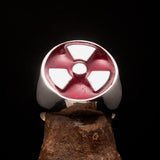 Perfectly crafted Men's Gamer Ring Radioactive Symbol Red - Sterling Silver - BikeRing4u