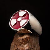 Perfectly crafted Men's Gamer Ring Radioactive Symbol Red - Sterling Silver - BikeRing4u