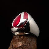 Excellent crafted ancient Men's red Assassin Ring - Sterling Silver - BikeRing4u