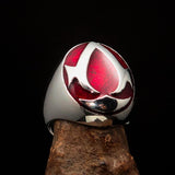 Excellent crafted ancient Men's red Assassin Ring - Sterling Silver - BikeRing4u