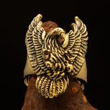 Excellent crafted Men's Eagle Ring spread Wings - Solid Brass - BikeRing4u