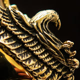 Excellent crafted Men's Eagle Ring spread Wings - Solid Brass - BikeRing4u