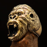 Excellent crafted Men's Ape Ring Roaring Gorilla - Solid Brass - BikeRing4u