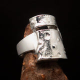 Excellent Crafted Men's Ned Kelly Outlaw Ring - Sterling Silver - BikeRing4u