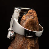 Excellent Crafted Men's Ned Kelly Outlaw Ring - Sterling Silver - BikeRing4u