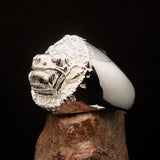 Excellent crafted shiny Men's Balinese God Ring Bali Barong - Sterling Silver - BikeRing4u