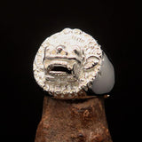 Excellent crafted shiny Men's Balinese God Ring Bali Barong - Sterling Silver - BikeRing4u