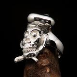 Excellent crafted shiny Men's Chef Skull Ring Knife and Fork - Sterling Silver - BikeRing4u