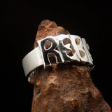 Excellent crafted One Word REBEL Ring - Sterling Silver - BikeRing4u
