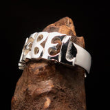 Excellent crafted One Word REBEL Ring - Sterling Silver - BikeRing4u