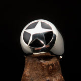 Excellent crafted Men's US Marshall Ring Black Star - Sterling Silver - BikeRing4u