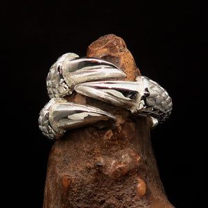 Excellent crafted Men's Medieval Ring Three Claw Dragon Foot Sterling Silver - BikeRing4u