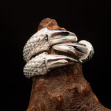 Excellent crafted Men's Medieval Ring Three Claw Dragon Foot Sterling Silver - BikeRing4u