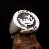 Excellent crafted Men's Black Knights Templar Ring - Sterling Silver - BikeRing4u