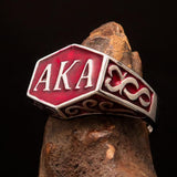 Perfectly crafted " as known as" Synonym Men's Ring Red AKA - Sterling Silver - BikeRing4u
