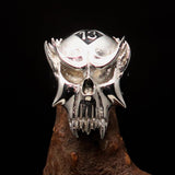 Excellent crafted Men's Vampire Skull Ring Black Diamond 13 - Sterling Silver 925 - BikeRing4u
