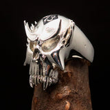 Excellent crafted Men's Vampire Skull Ring Black Diamond 13 - Sterling Silver 925 - BikeRing4u