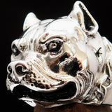Excellent crafted Men's Biker Ring Pitbull in Chains Sterling Silver 925 - BikeRing4u