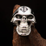 Excellent crafted Men's Biker Skull Ring Black Diamond 13 - Sterling Silver 925 - BikeRing4u