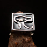 Excellent crafted Men's Ring All seeing Udjat Eye of Ra Black - Sterling Silver - BikeRing4u