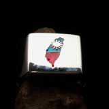 Excellent crafted Men's Taiwanese Flag Ring Taiwan - Sterling Silver - BikeRing4u