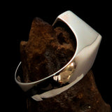 Men's Sterling Silver Biker Ring Diamond shaped 1% Percent Outlaw Symbol Black - BikeRing4u