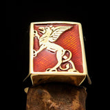 Perfectly crafted Men's Orange Griffin Ring Griffon - Solid Brass - BikeRing4u