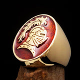 Perfectly crafted Men's Medieval Ring Brave Knight Orange - Solid Brass - BikeRing4u