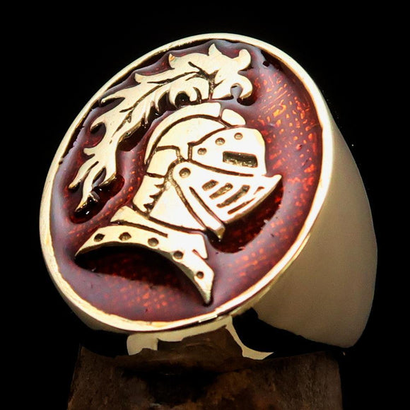Perfectly crafted Men's Medieval Ring Brave Knight Orange - Solid Brass - BikeRing4u