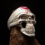 Excellent crafted Men's Skull Ring red Eye of Ra - Sterling Silver - BikeRing4u
