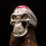 Excellent crafted Men's Skull Ring red Eye of Ra - Sterling Silver - BikeRing4u