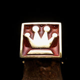 Perfectly crafted Men's Chess Player Ring Queen's Crown Orange - Solid Brass - BikeRing4u