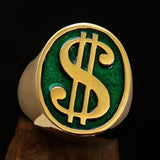 Excellent crafted Men's Currency Ring US Dollar Symbol Green - Solid Brass - BikeRing4u