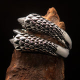 Excellent crafted Men's Medieval Ring Three Claw Dragon Foot Sterling Silver 925 - BikeRing4u