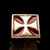 Perfectly crafted Men's Biker Ring Iron Cross Red - Solid Brass - BikeRing4u