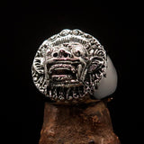 Excellent crafted Men's Balinese God Ring Bali Barong - Sterling Silver - BikeRing4u
