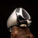 Excellent crafted ancient Men's black Assassin Ring - Sterling Silver - BikeRing4u