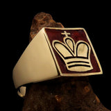 Perfectly crafted Men's Chess Player Ring Orange King's Crown - Solid Brass - BikeRing4u