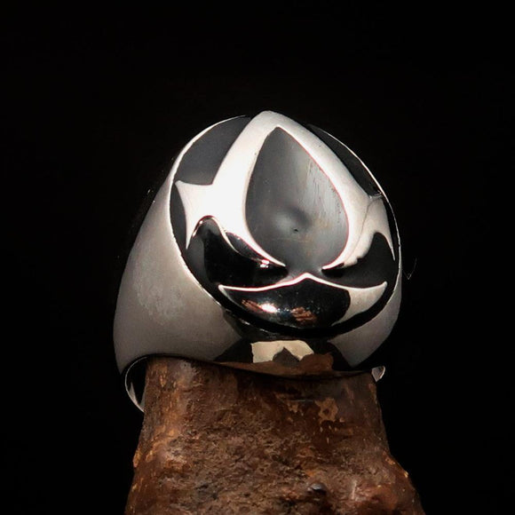 Excellent crafted ancient Men's black Assassin Ring - Sterling Silver - BikeRing4u