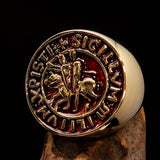 Excellent crafted Men's Templar Knight Seal Ring orange - Solid Brass - BikeRing4u