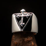 Excellent crafted Men's Black Coptic Cross Ring - Sterling Silver - BikeRing4u