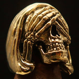 Excellent crafted Men's Grim Reaper Skull Ring See No Evil - Solid Brass - BikeRing4u